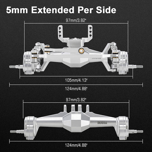 1/18 TRX4M用 +5mm ダイヤモンドポータルアクスル、レイダウンサーボマウント＆リンク付き 4M-104(各色）
