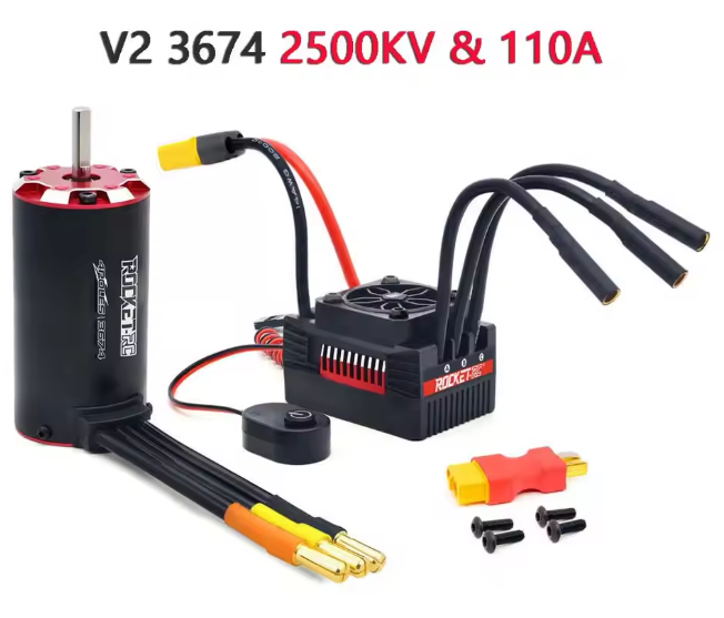 ROCKET-RC ブラシレスモーター 超音速 温度センサー付き 車両用コンボ V2 3674 2500KV 110A - RCTRAIL