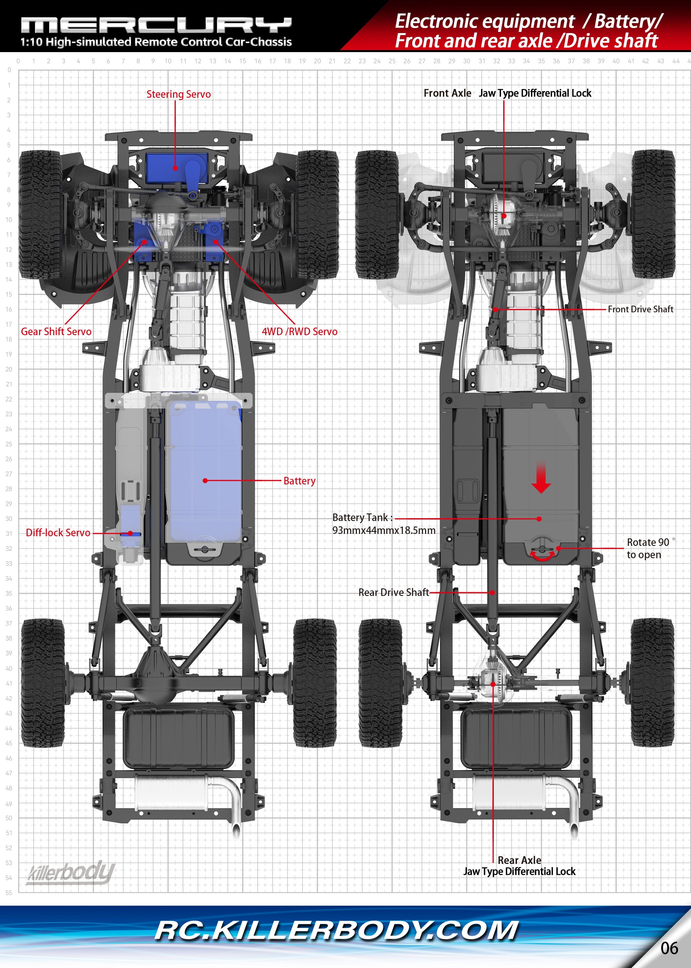 HOTBODIES ベルトドライブ4WDシャーシ、ダッジボディAMユニットセット