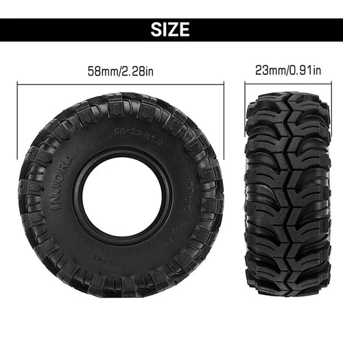 INJORA 1.0インチ 58*23mm マッドパウ M/T タイヤ (T1023)