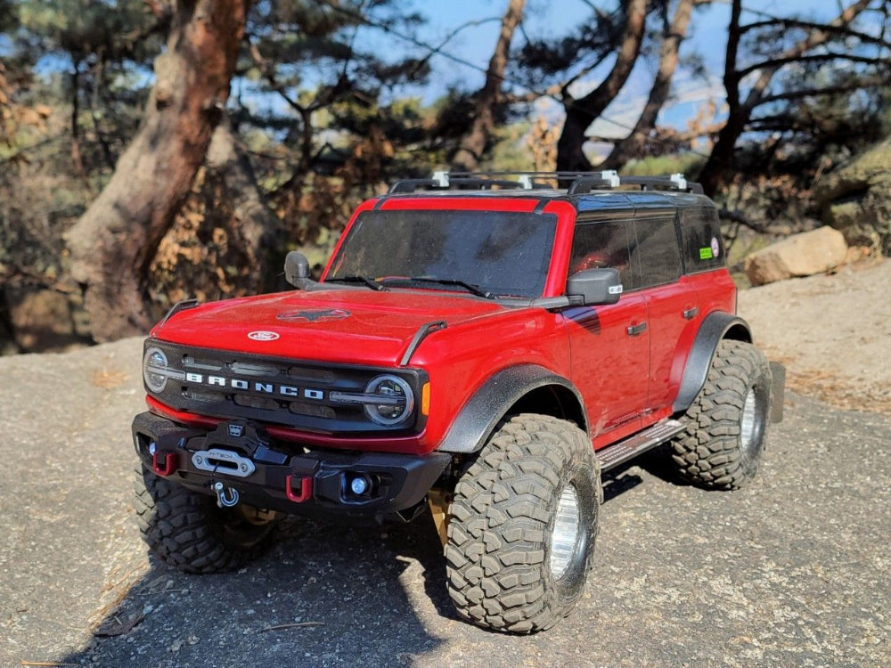 H-TECH Traxxas TRX4 2021 Bronco用 CNCアルミフロントバンパー「LED付きウインチ」