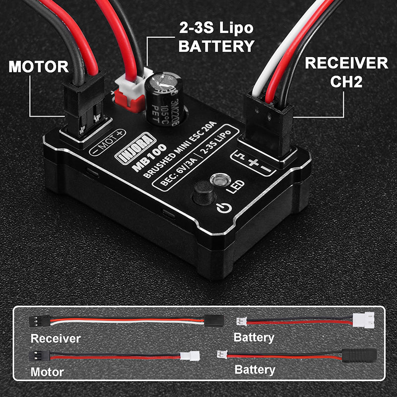 1/24 1/18 RC クローラー用 MB100-R80 ブラシ付きミニ ESC 20A