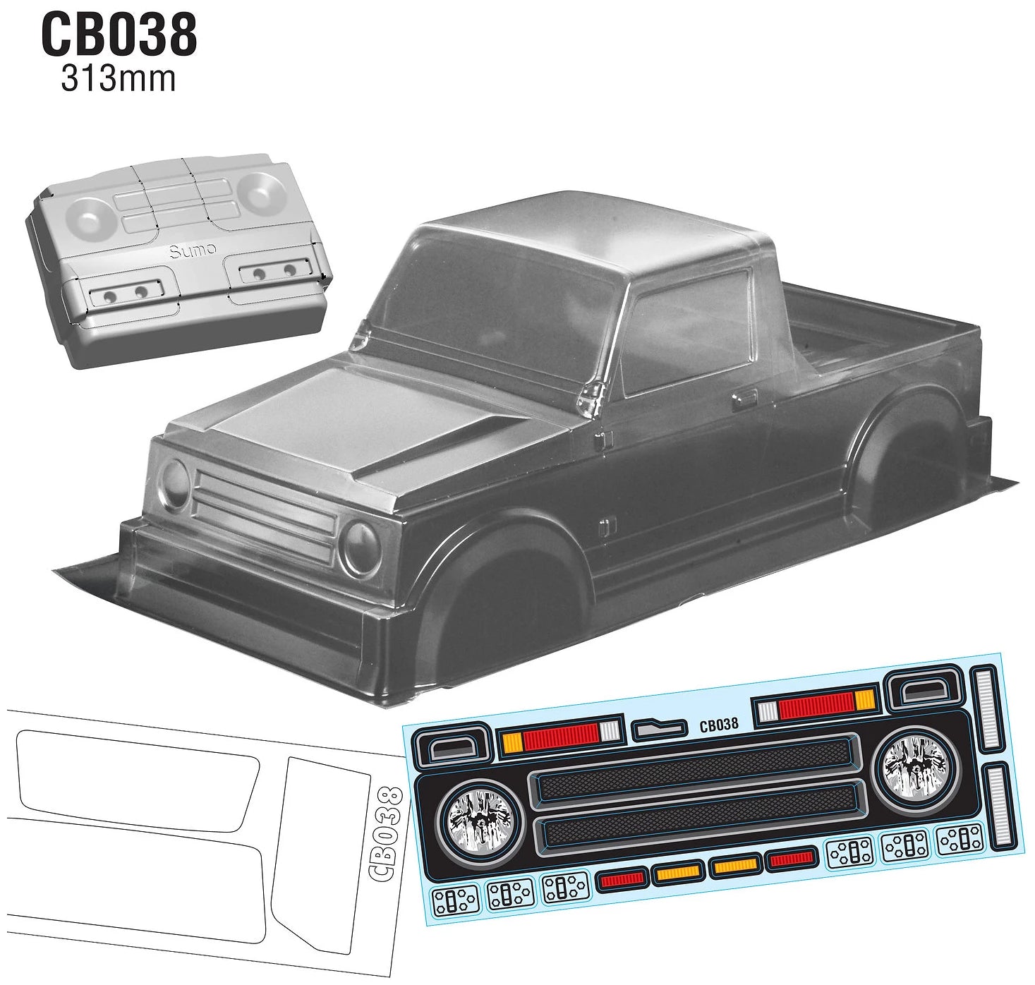 Team C 1/10 スモウクローラーボディ 313mm ステッカー付き ジムニー サムライ TC/CB038