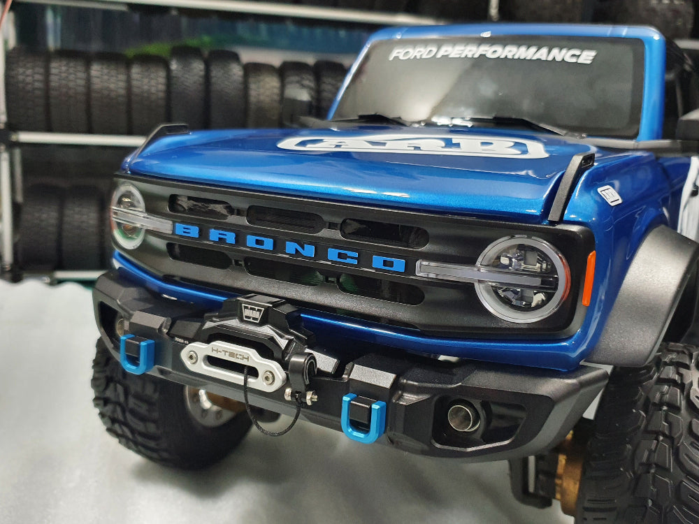 H-TECH Traxxas TRX4 2021 Bronco用 CNCアルミフロントバンパー「LED付きウインチ」