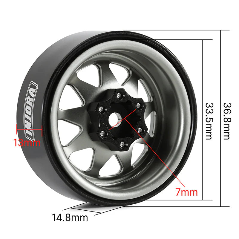 1.3インチ スタンプスチールホイール - 4.05mmオフセット 1/24 1/18 RCクローラー用 (W1312) YQW-1312BK 各色