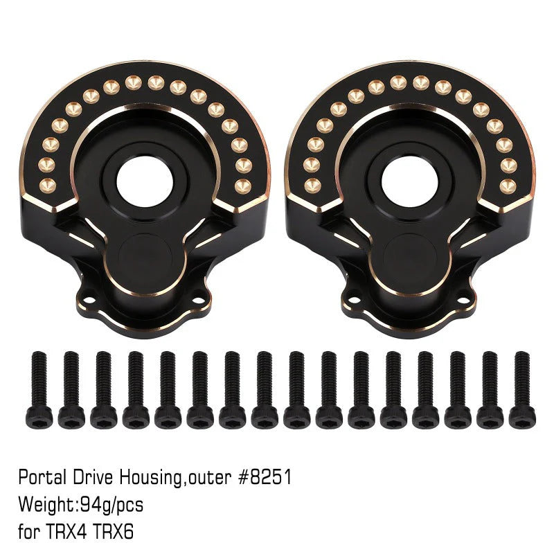 INJORA TRX-4 TRX-6用　 黒真鍮製カウンターウェイト アウターポータルドライブハウジング 94g/個　#8251