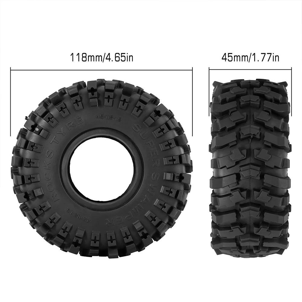 1/10　クローラー用　1.9タイヤ　4本　1.9x118mm　TRX4 SCX10 CR01 TF2 エンデューロ　バハプロX - RCTRAIL