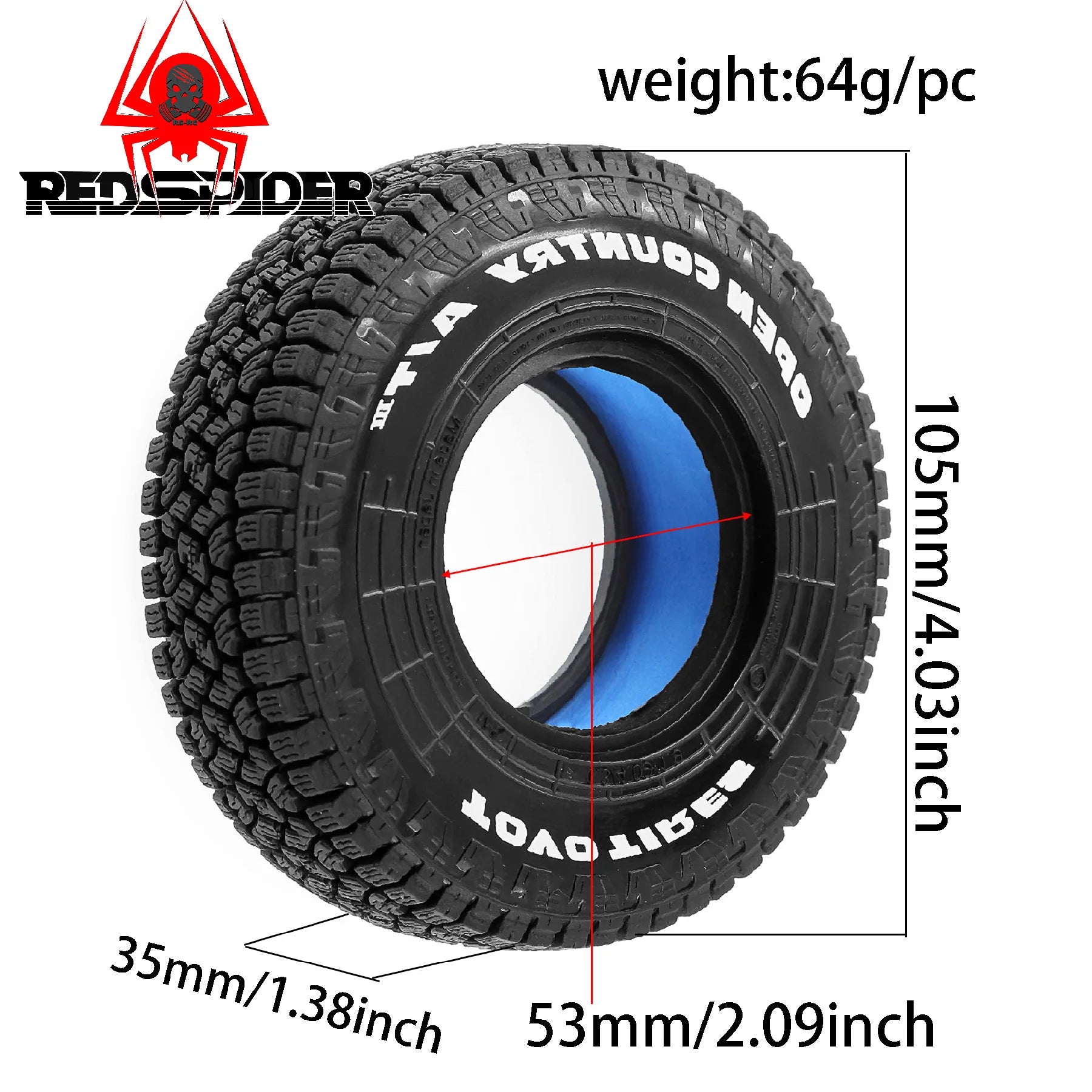 1/10　クローラー用　1.9タイヤ　4本　 105mm Axial SCX10 TRX4 D90 TF2用