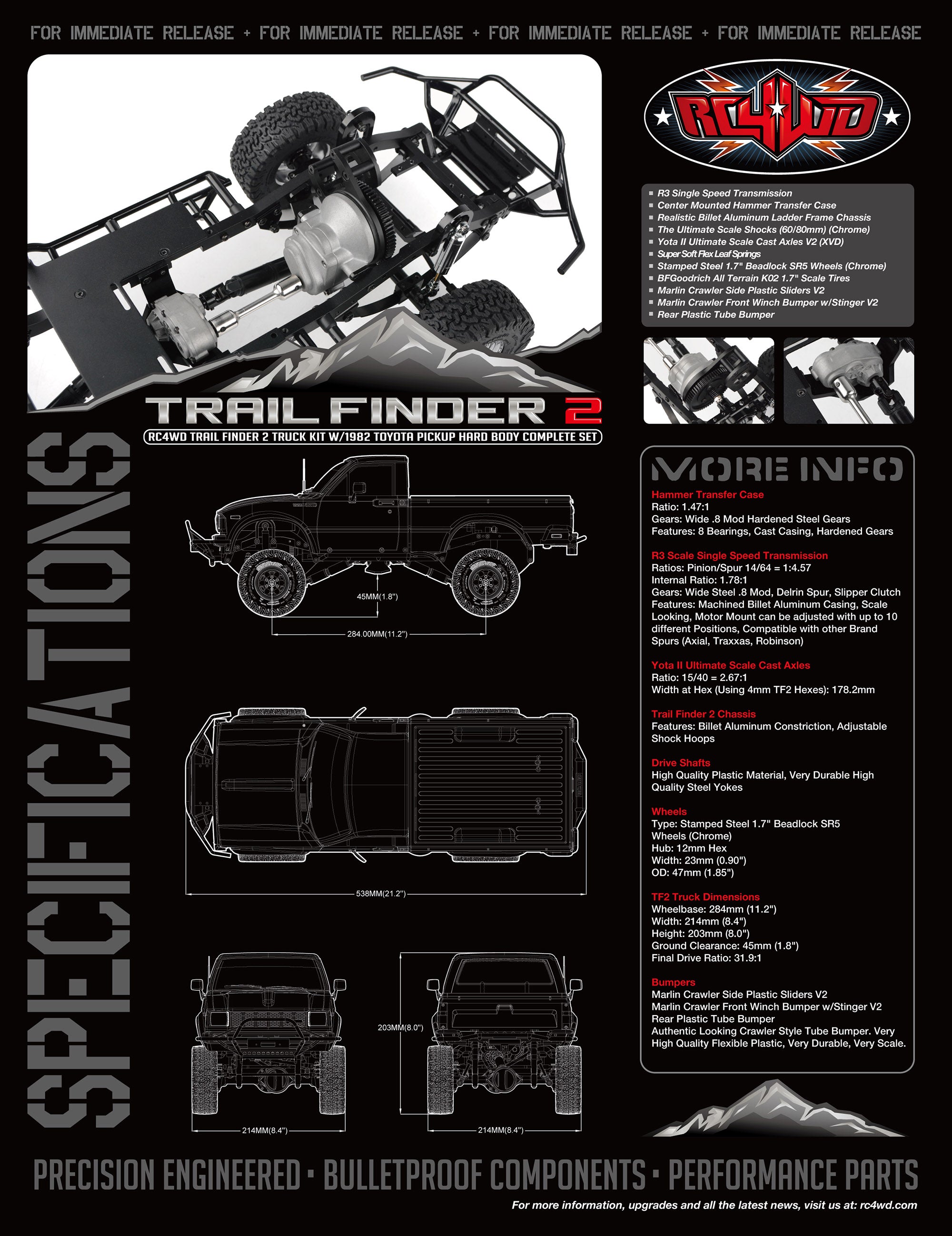 RC4WD  トレイルファインダー2 トラックキット（1982年式トヨタピックアップハードボディコンプリートセット付き）Z-K0070
