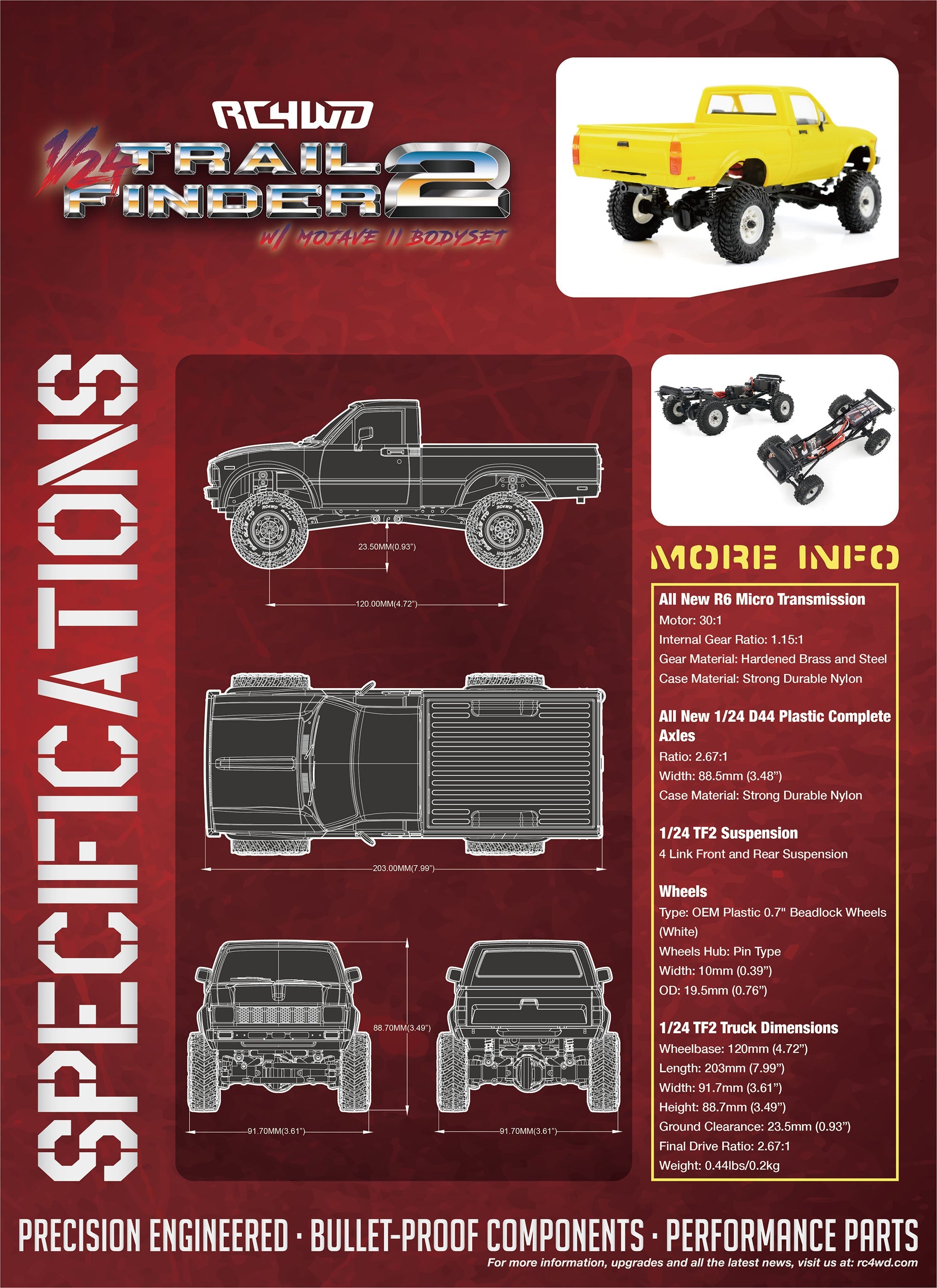 RC4WD 1/24 トレイルファインダー 2 TF2ミニ RTR W/モハーベ II ブルー