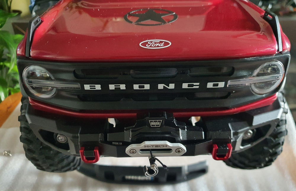 H-TECH Traxxas TRX4 2021 Bronco用 CNCアルミフロントバンパー「LED付きウインチ」