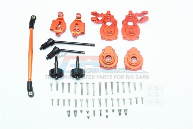GPM Racing  TRAXXAS TRX4 トレイルクローラー用 アルミフロントCハブ+ナックルアーム+スピンドルギア+CVD+ステアリングリンクTRX4H100F各色