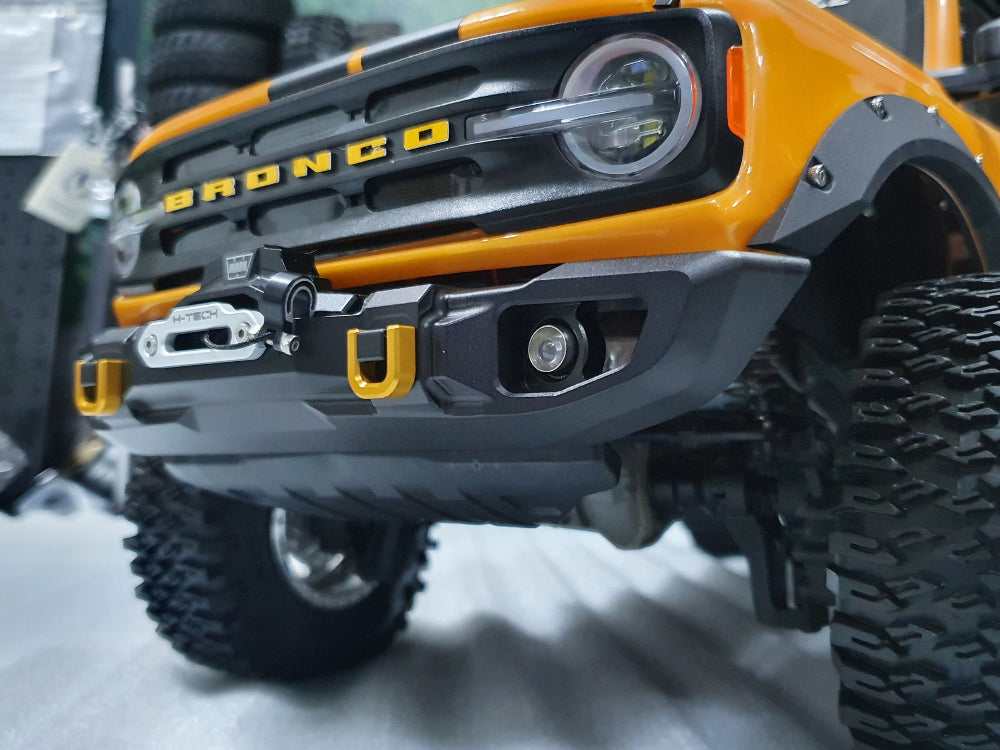 H-TECH Traxxas TRX4 2021 Bronco用 CNCアルミフロントバンパー「LED付きウインチ」