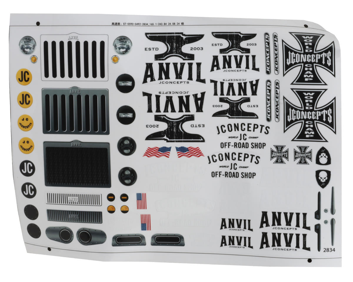 JCONCEPTS アンビル 1/10 ロッククローラー プリトリムボディ (クリア) (12.3インチ) (キャブのみ) 0492