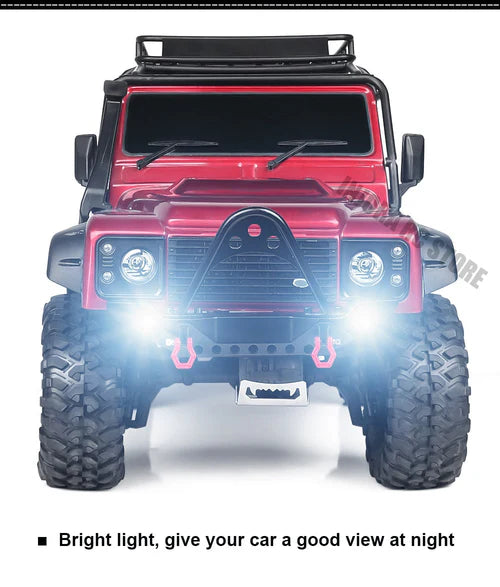 INJORA TRX4 SCX10 & SCX10 II用 ライト付きブラックメタルフロントバンパー