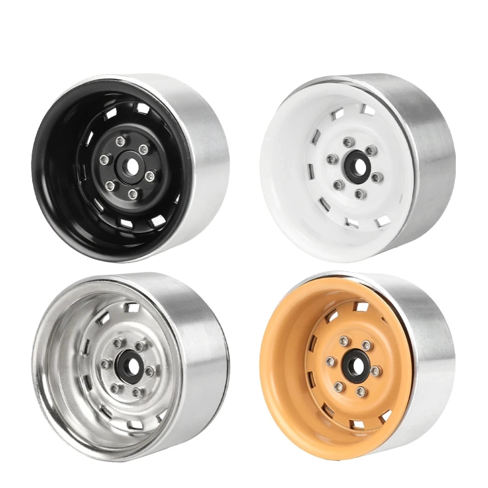 ディープディッシュ 1.9 インチ メタル ビードロック ホイール ハブ リム 1/10 RC クローラー アキシャル SCX10 II III 90046 MST RGT YIKONG Traxxas TRX4 RC4WD D90 用　イエロー