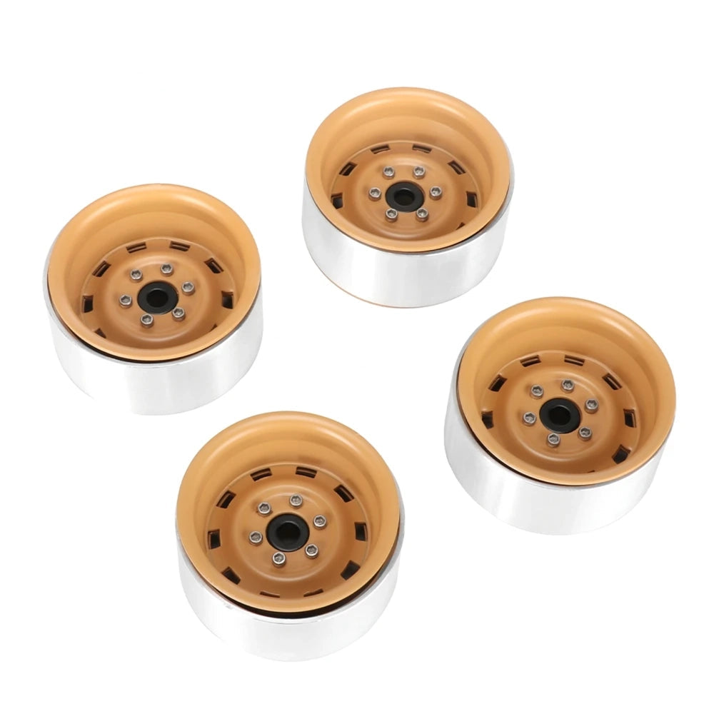 ディープディッシュ 1.9 インチ メタル ビードロック ホイール ハブ リム 1/10 RC クローラー アキシャル SCX10 II III 90046 MST RGT YIKONG Traxxas TRX4 RC4WD D90 用　イエロー