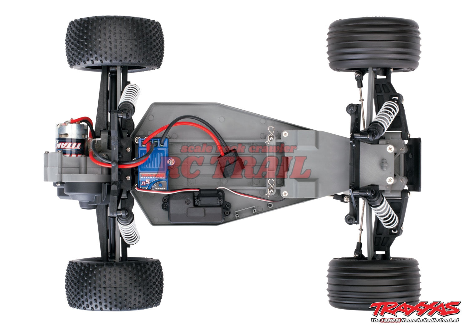 トラクサス Rustler 1/10 RTR 2WD スタジアムトラック（レッド）、XL-5 ESC＆TQ2.4GHzラジオ付き Traxx