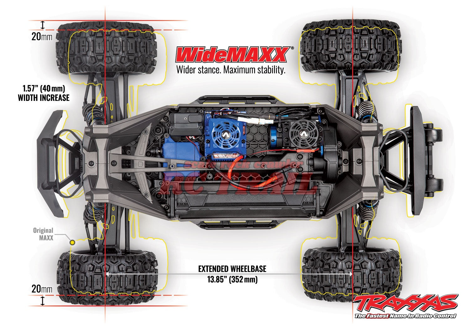 トラクサス Maxx WideMaxx イエロー＆レッドX RTR 1 / 10ブラシレス4WD 