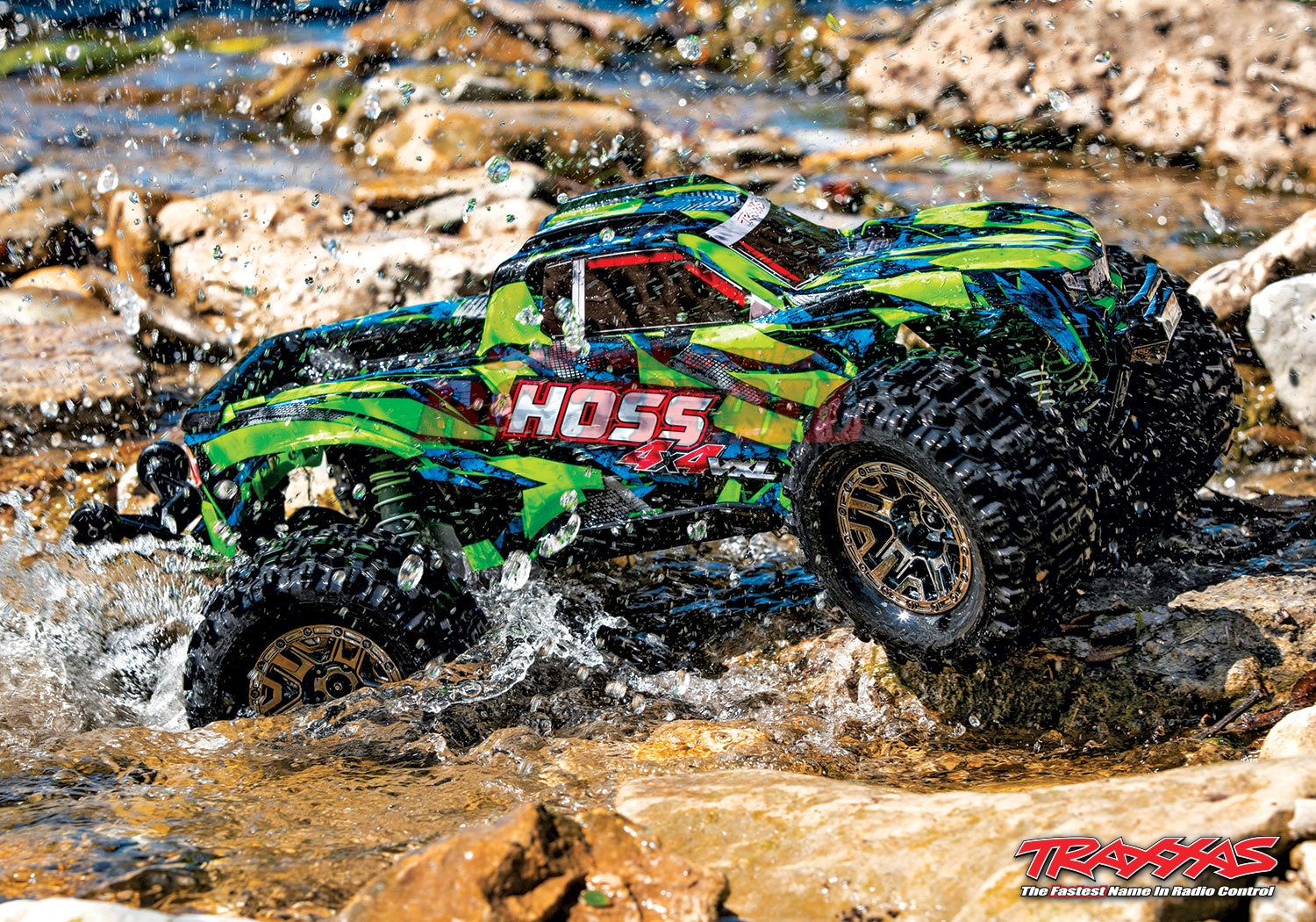 トラクサス Hoss VXL 3S 1/10 4X4  4WDブラシレス RTR モンスタートラック（グリーン）、TQi 2.4GHzプロポ、TSM、自動転倒回復付き　traxxas 90076-4 - RCTRAIL