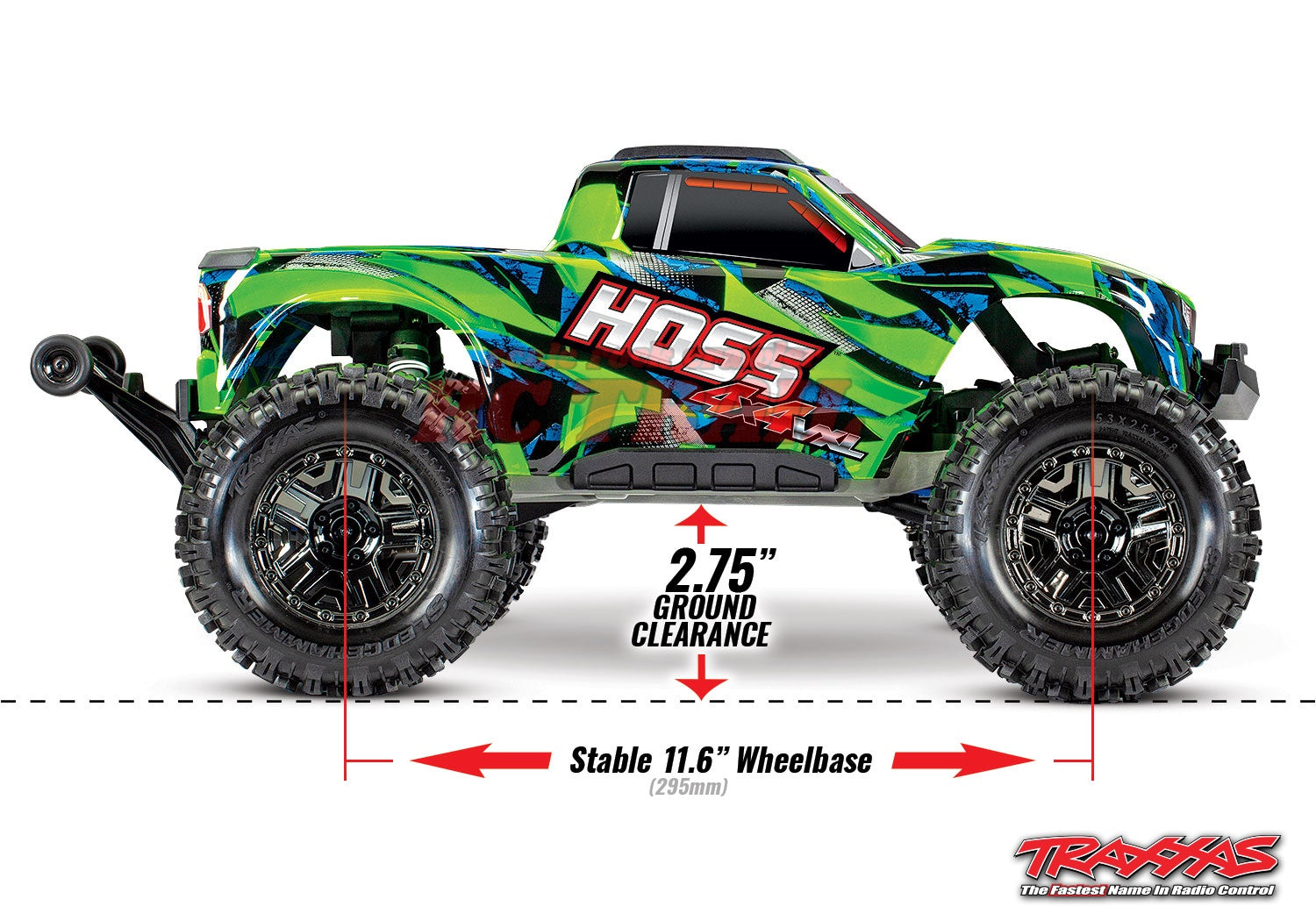 トラクサス Hoss VXL 3S 1/10 4X4 4WDブラシレス RTR モンスタートラック（グリーン）、TQi  2.4GHzプロポ、TSM、自動転倒回復付き　traxxas 90076-4