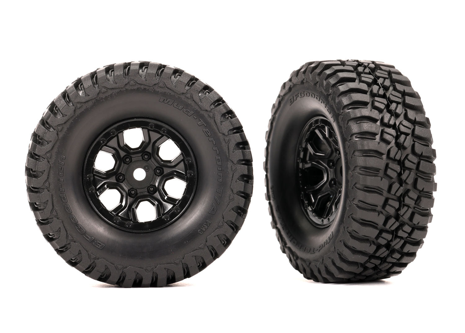 トラクサス　1/18 TRX4M タイヤとホイール、組み立て済み (ブラック 1.0" ホイール、BFGoodrich® Mud-Terrain™ T/A® KM3 2.2x1.0" タイヤ) (2本)　9774